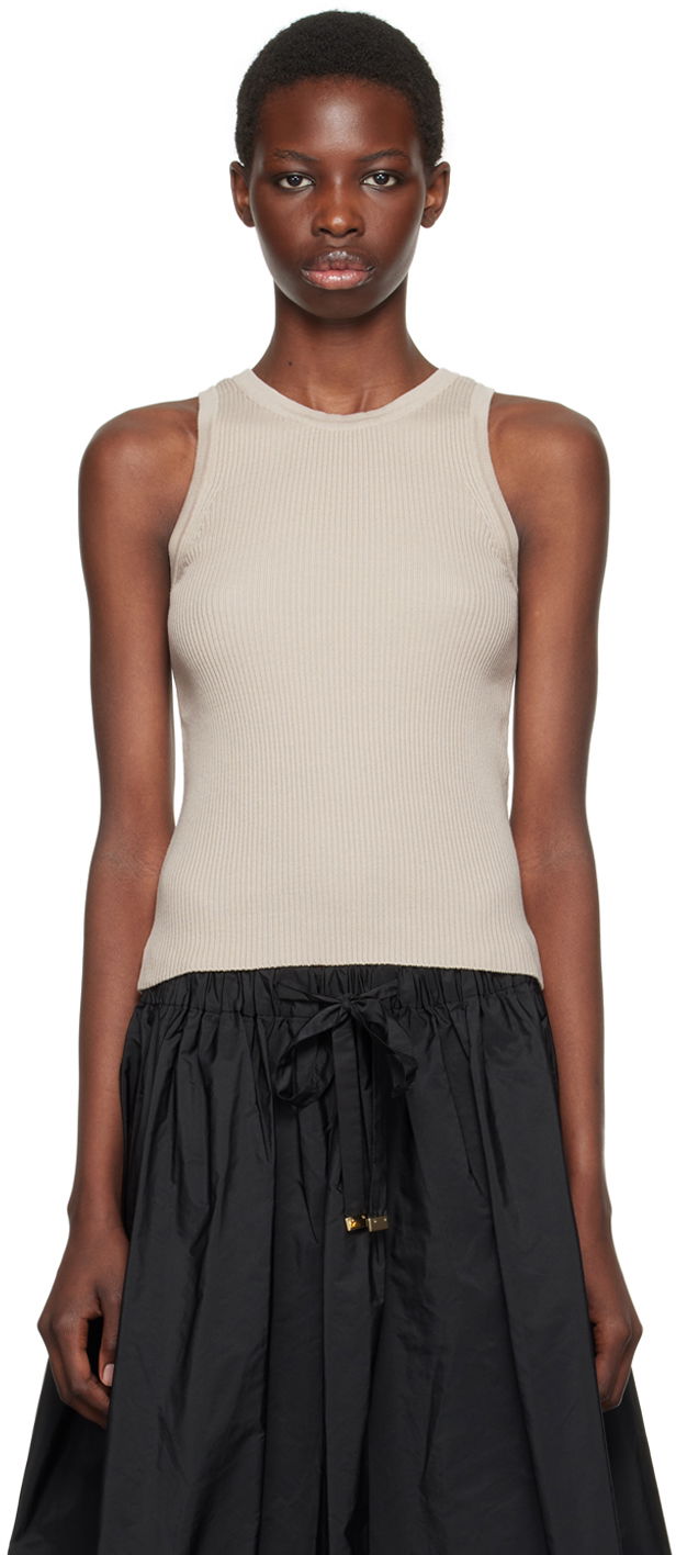 Tanktop Max Mara Ribbed Knit Tank Top Beige | 2429366081600