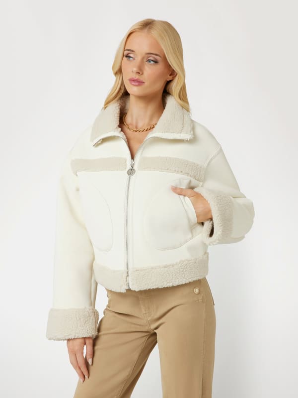 Bomberjakke GUESS Reversible Faux Leather Jacket Hvid | W4BL2VWGS10, 0
