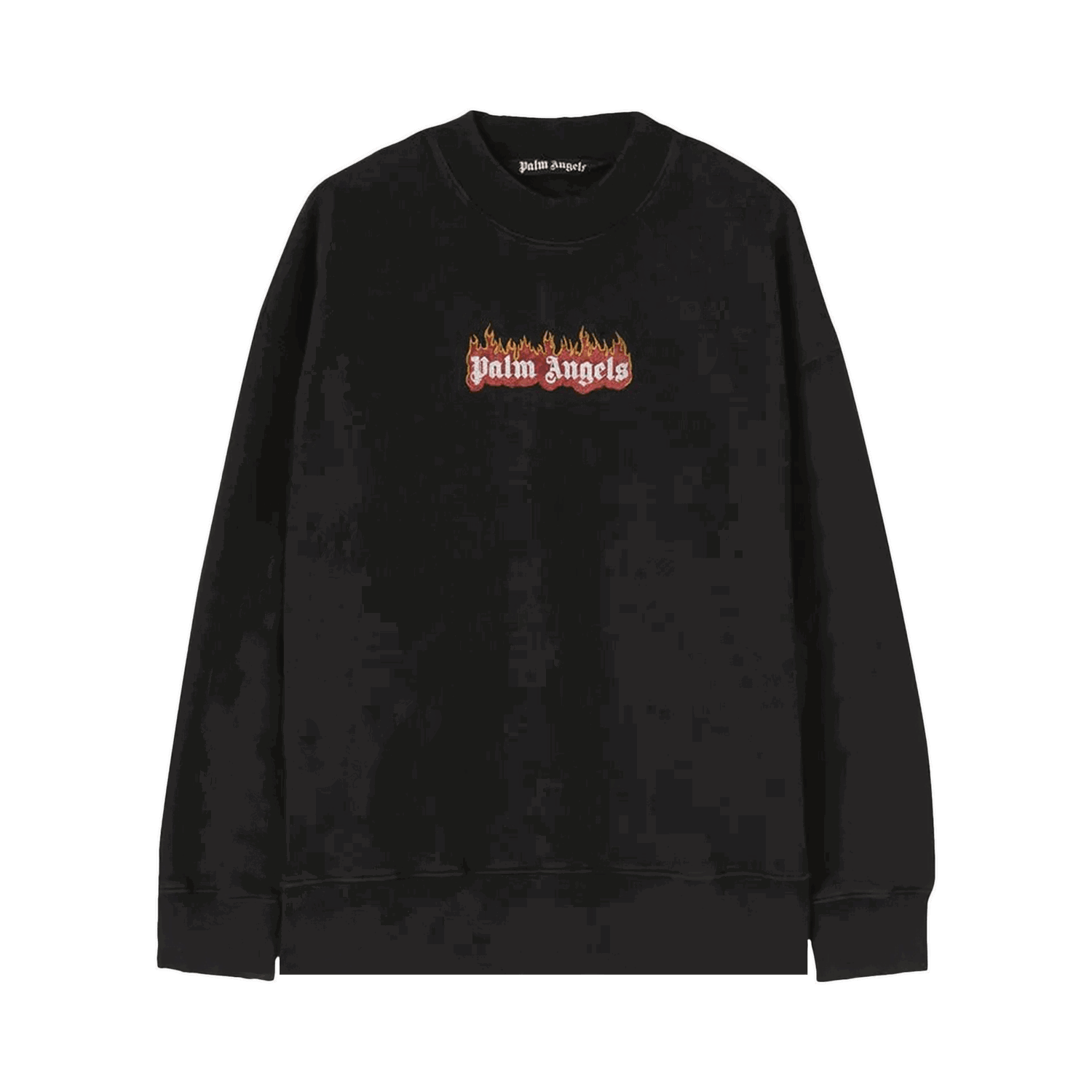 Sweatshirt Palm Angels Burning Logo Crewneck Sort | PMBA065F22FLE0041001, 0