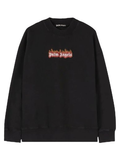 Sweatshirt Palm Angels Burning Logo Crewneck Sort | PMBA065F22FLE0041001