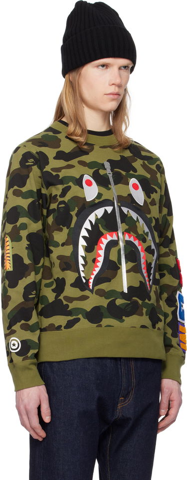 Sweatshirt BAPE A Bathing Ape 1st Camo Shark Crewneck Sweatshirt Grøn | 001SWK801010M, 1