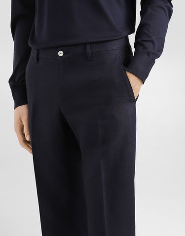 Bukser Dolce & Gabbana Dolce & Gabbana Tailored Linen Pants Mørkeblå | GY7BMTFU4K6B4902, 3