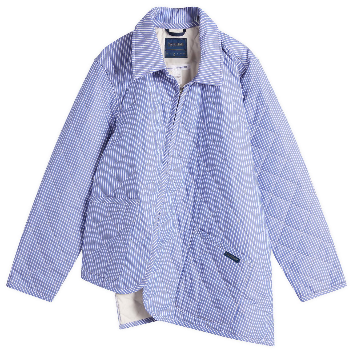 Puffer jakke Comme des Garçons Comme des Garçons SHIRT x Lavenham Striped Quilted Jacket Blå | FO-J522-051-2, 1