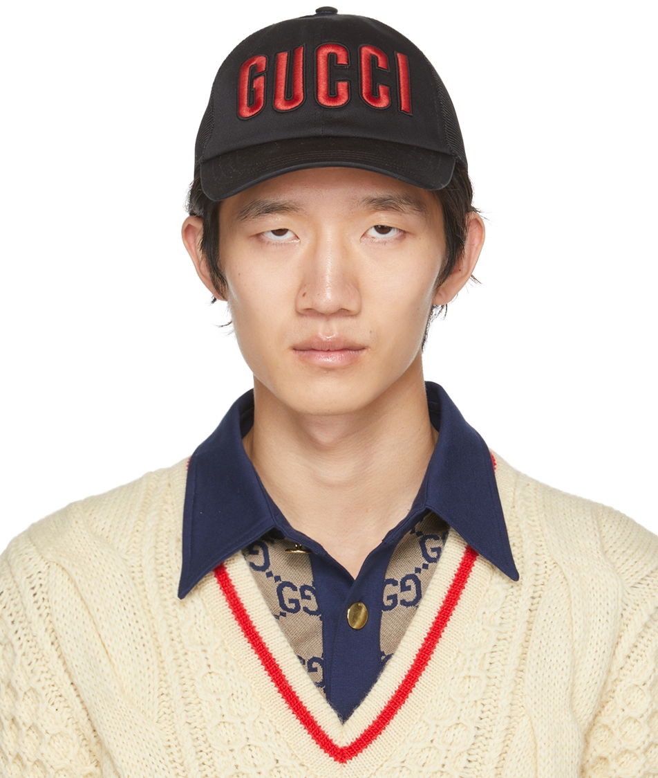 Kasket Gucci Patch Baseball Sort | 701324 4HAOY, 0
