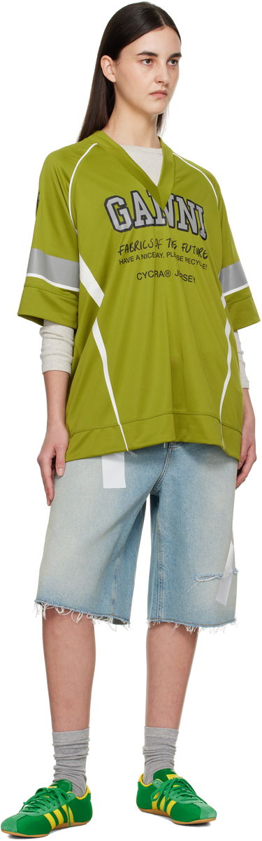 Jersey GANNI GANNI Future Mesh Oversized T-Shirt Grøn | T4299, 3