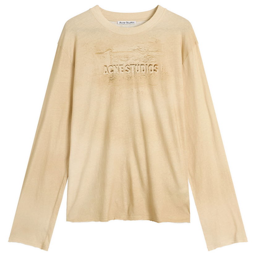 T-shirt Acne Studios Men's Long Sleeve Faded Logo T-Shirt, Size Large Beige | CL0361-AE0