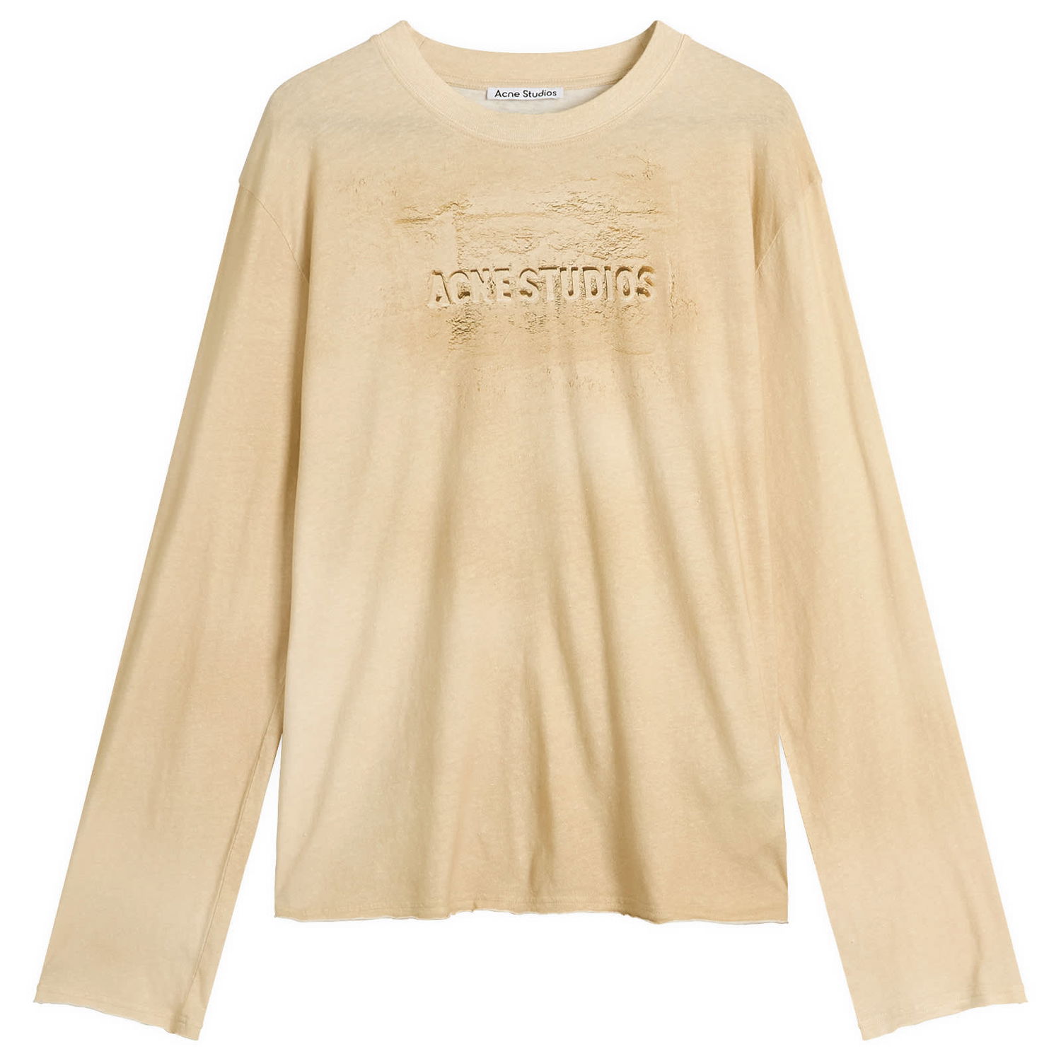 T-shirt Acne Studios Men's Long Sleeve Faded Logo T-Shirt, Size Large Beige | CL0361-AE0, 0