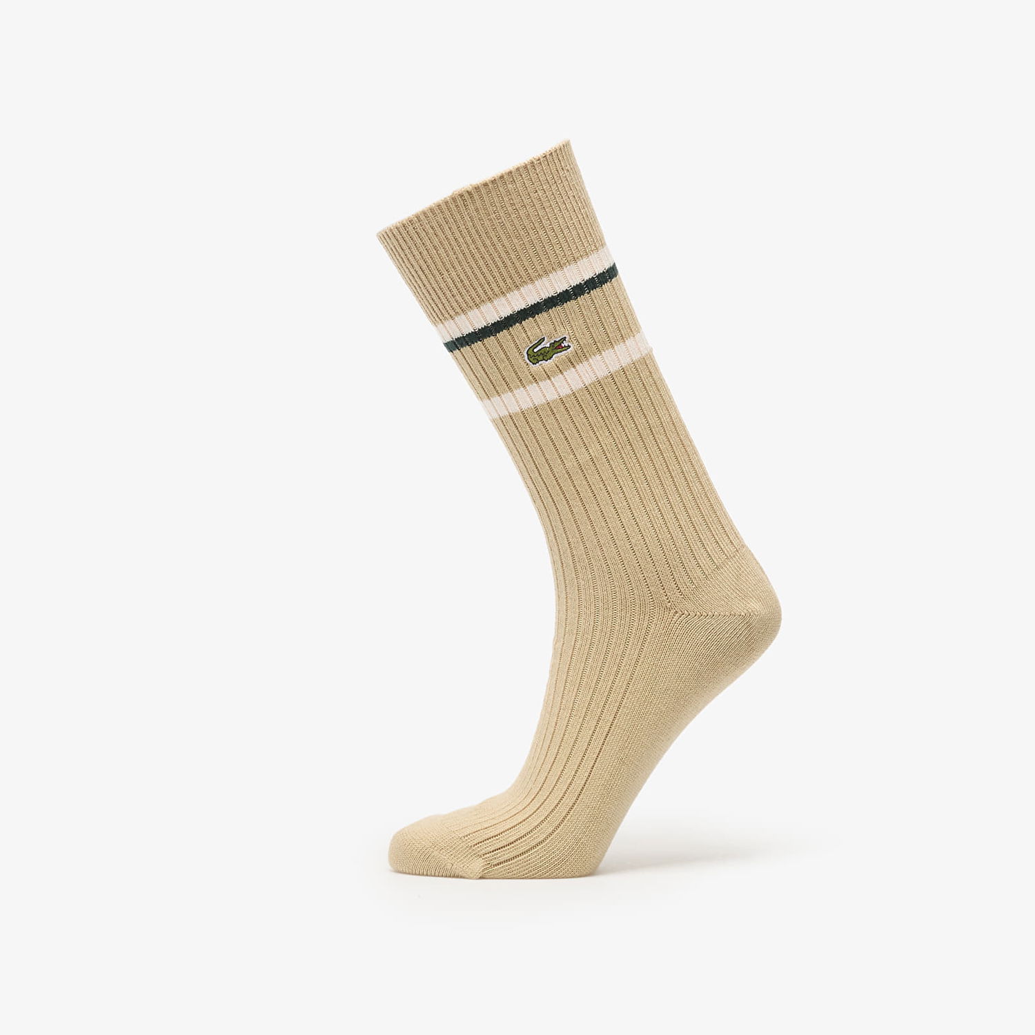 Sokker Lacoste Lacoste Striped Ribbed Socks Beige | RA5988 7PT, 1