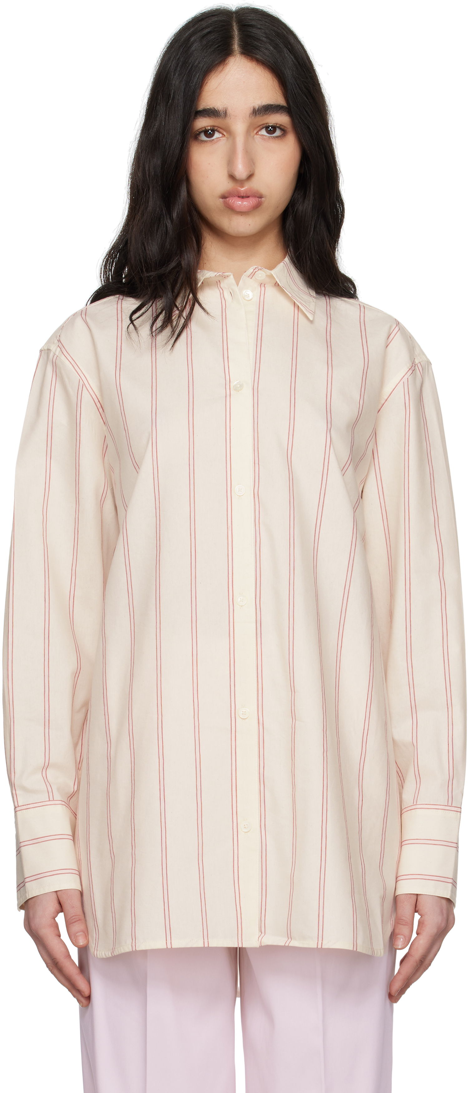 Skjorte TOTEME TOTEME Relaxed Striped Shirt Hvid | 252-WRT1415-FB0388, 0