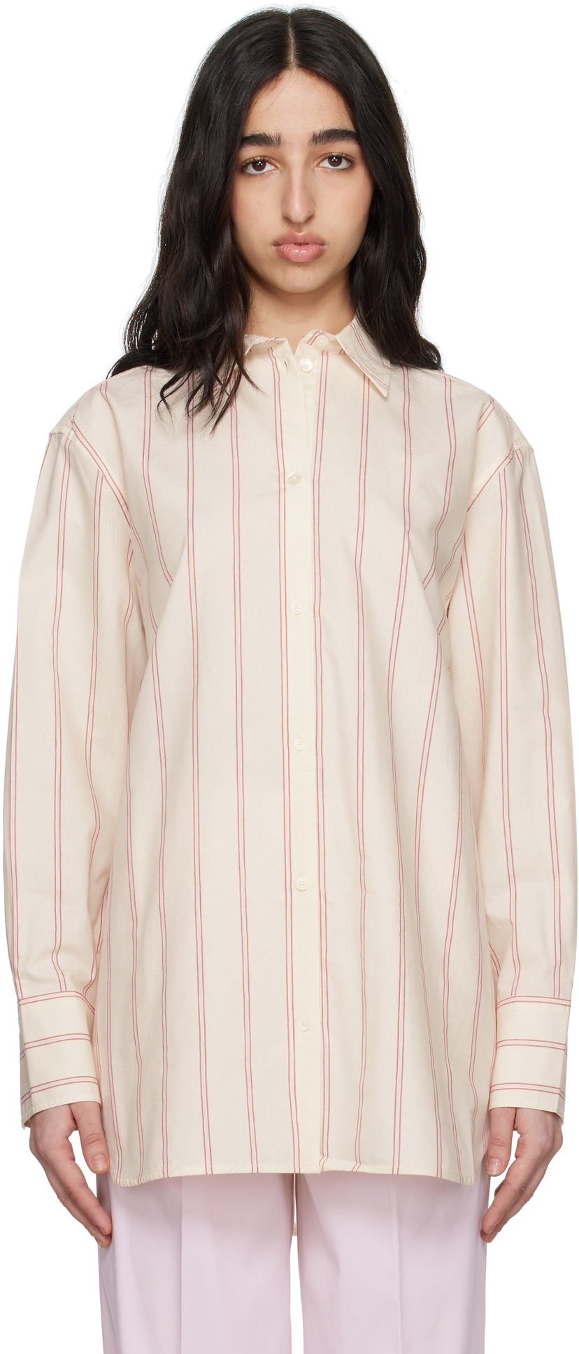Skjorte TOTEME TOTEME Relaxed Striped Shirt Hvid | 252-WRT1415-FB0388