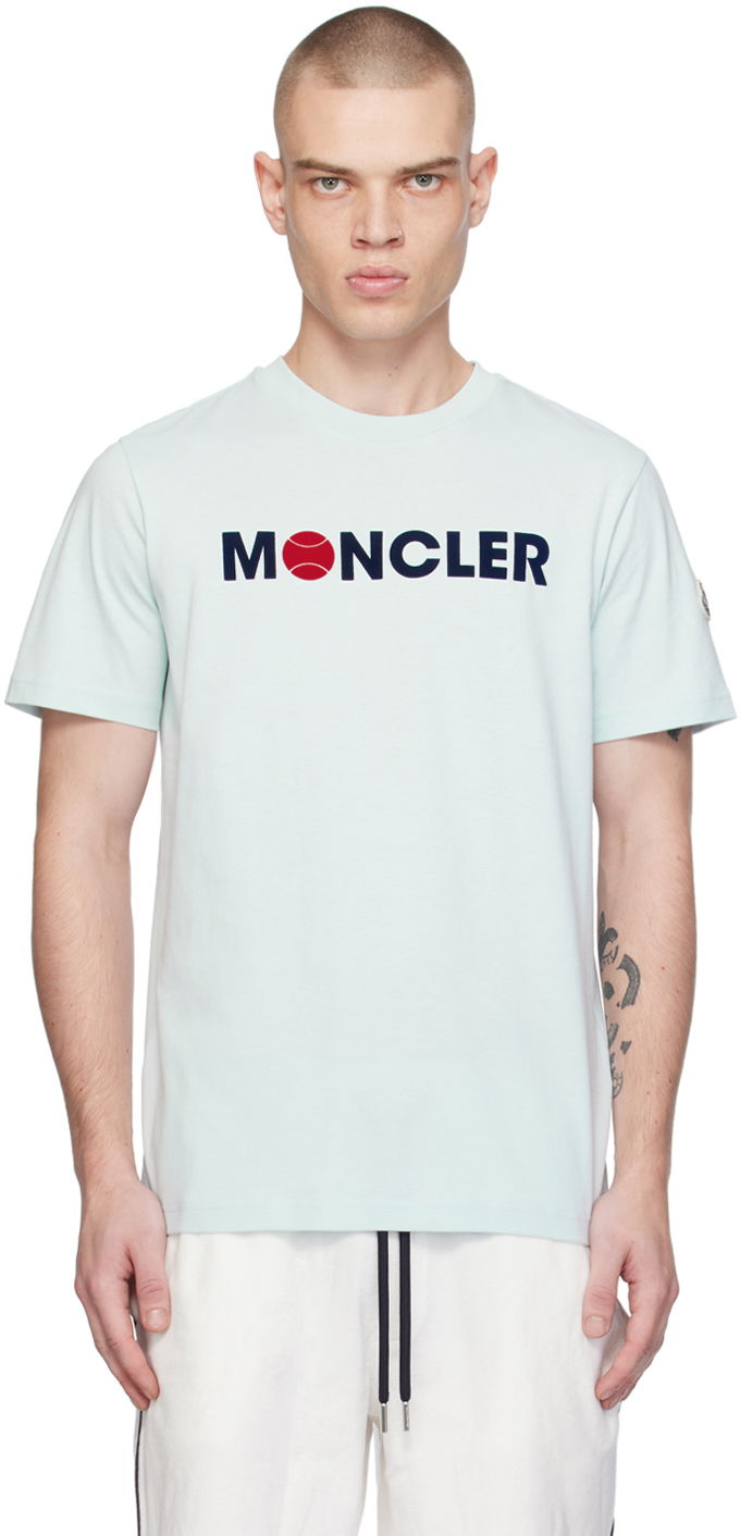 T-shirt Moncler Flocked T-Shirt Turkis | J10918C00008829HP, 0