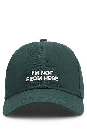 Kasket BOSS Cotton Twill Cap "I'm Not From Here" Grøn | 50535387, 0