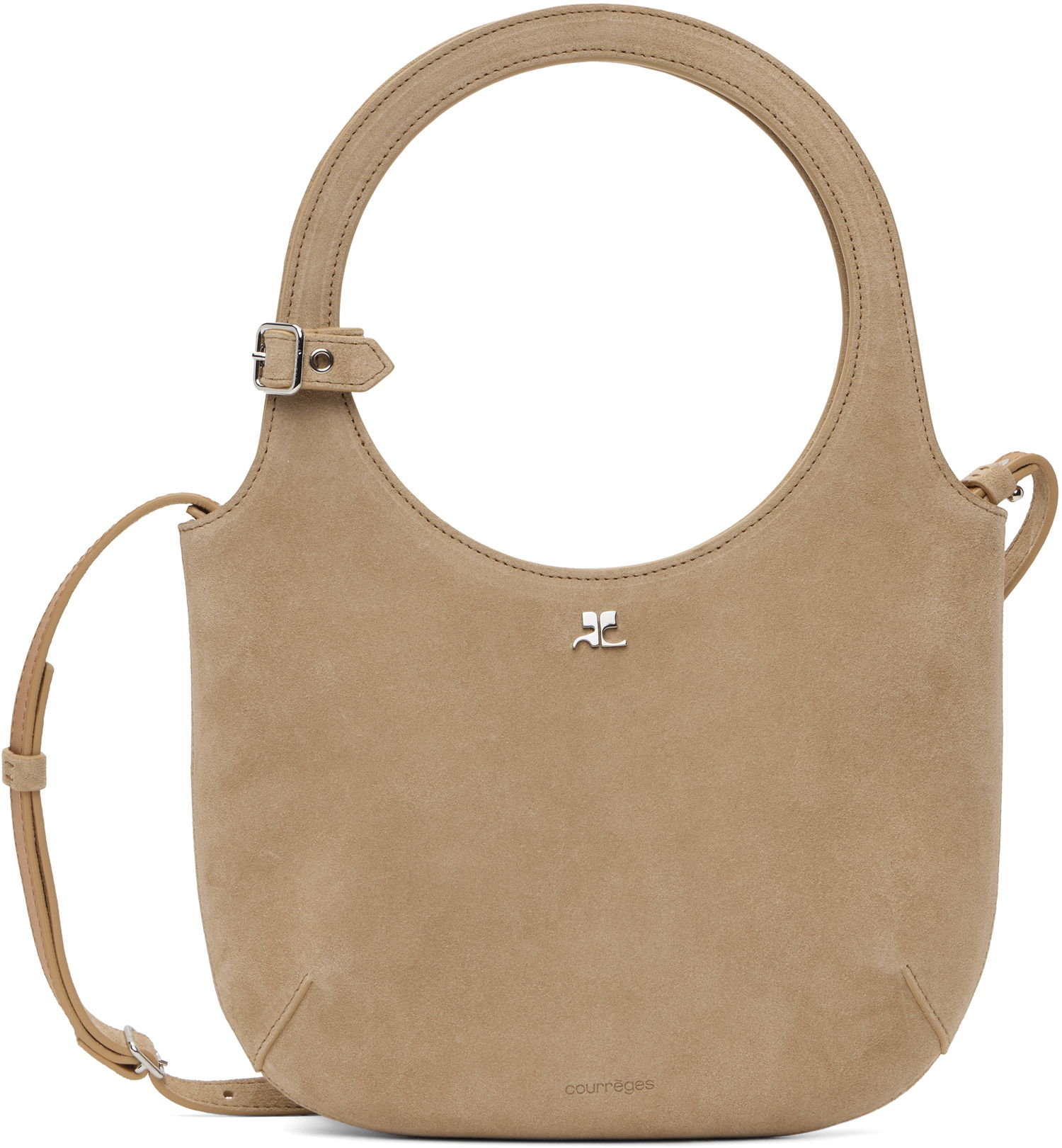 Håndtaske Courrèges Courrèges Holy Suede Shoulder Bag Beige | 125GSA102CR0024, 0