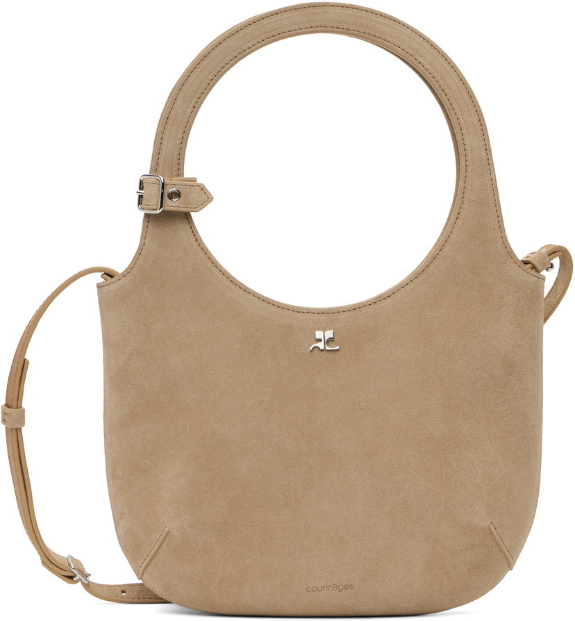 Håndtaske Courrèges Courrèges Holy Suede Shoulder Bag Beige | 125GSA102CR0024