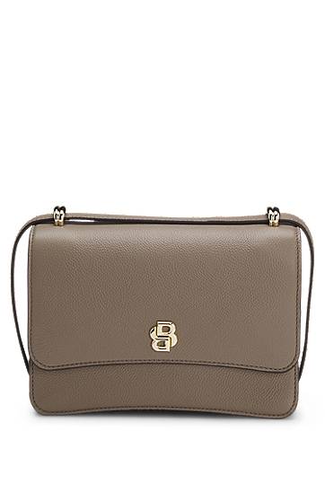 Skuldertaske BOSS Balmain Double B Monogram Leather Crossbody Bag Grå | 50554935