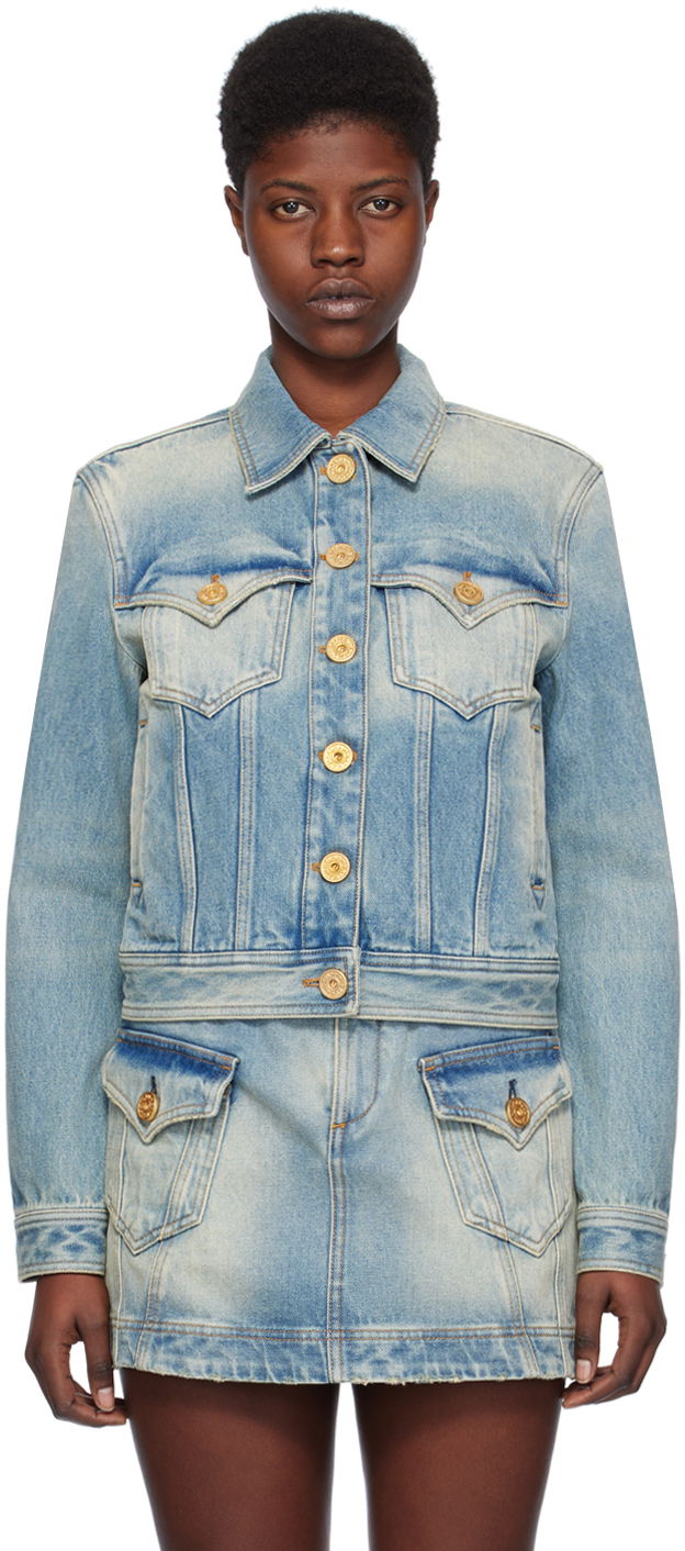 Jakke Balmain Vintage Denim Jacket Turkis | CF1TC130DE04