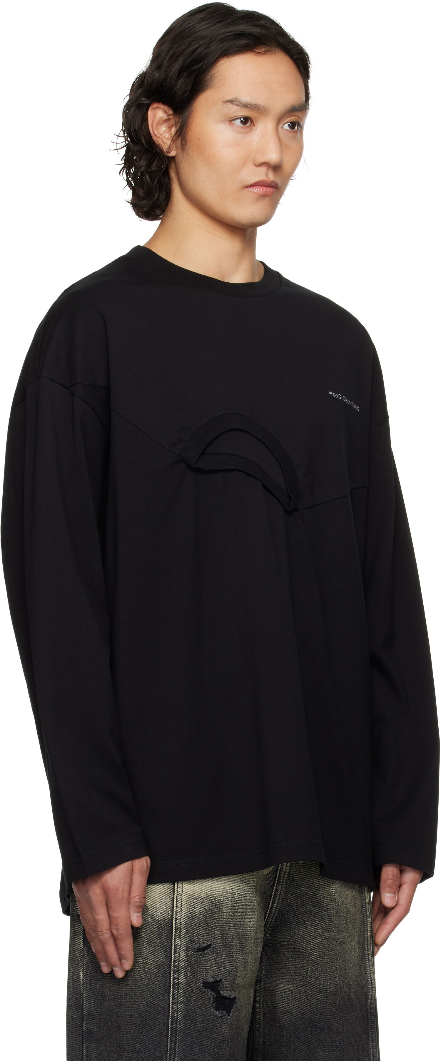 T-shirt Feng Chen Wang Feng Chen Wang Oversized 2in1 T-Shirt Sort | FMS19LS01B, 1