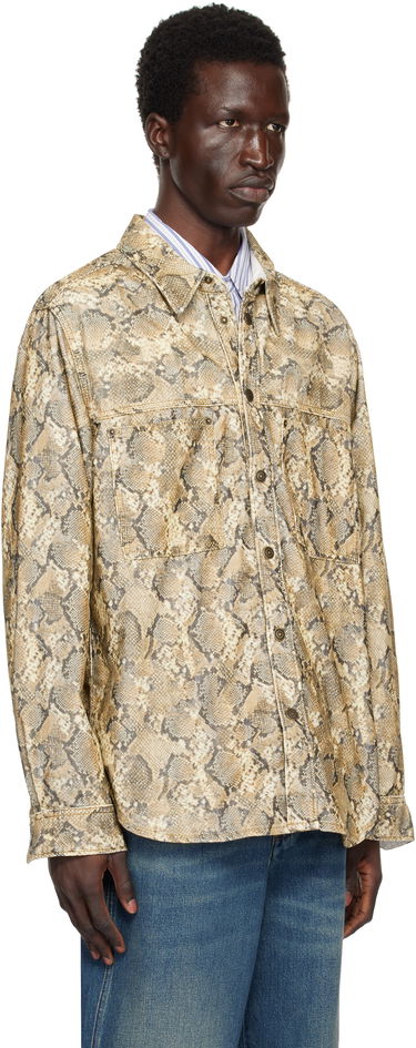 Skjorte ISABEL MARANT Isabel Marant Victor Snakeskin Print Shirt Beige | CH0196HA-B4G02H, 1