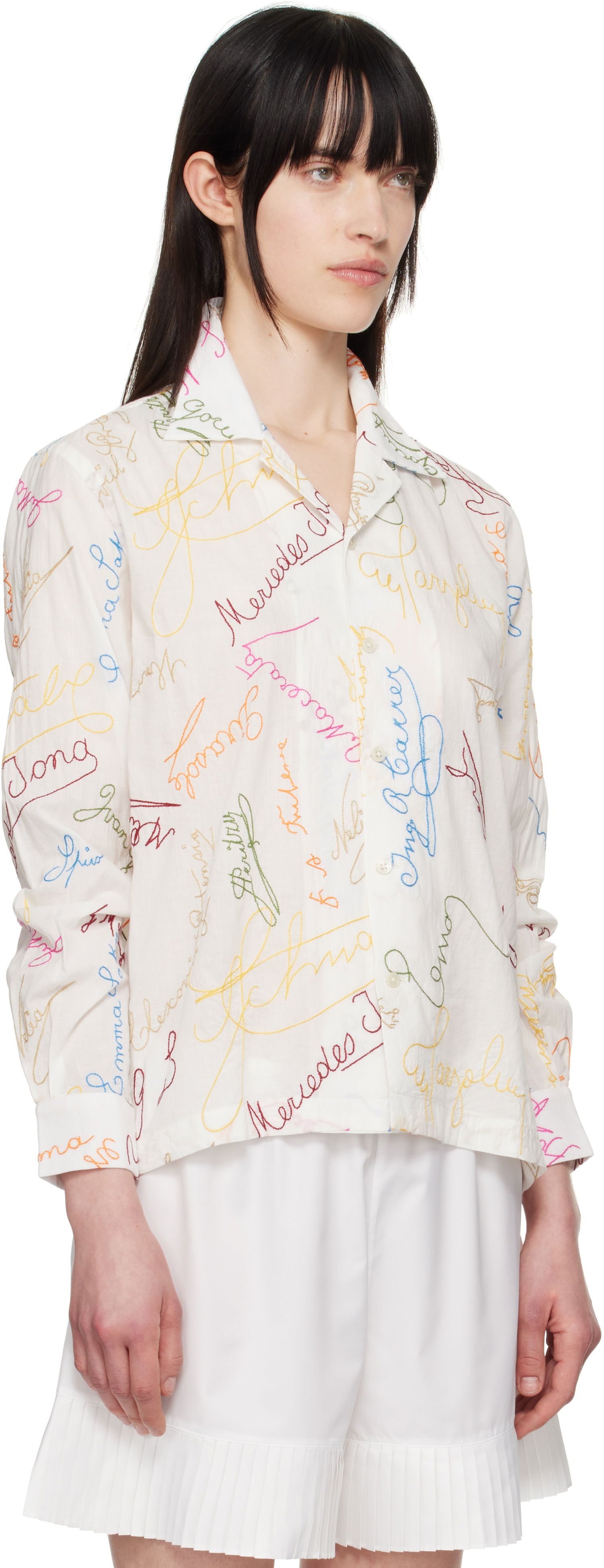 Skjorte Bode Bode Signature Scrawl Button-Down Shirt Hvid | MRS25SH015, 1