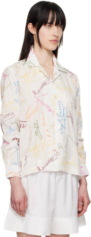 Skjorte Bode Bode Signature Scrawl Button-Down Shirt Hvid | MRS25SH015, 1