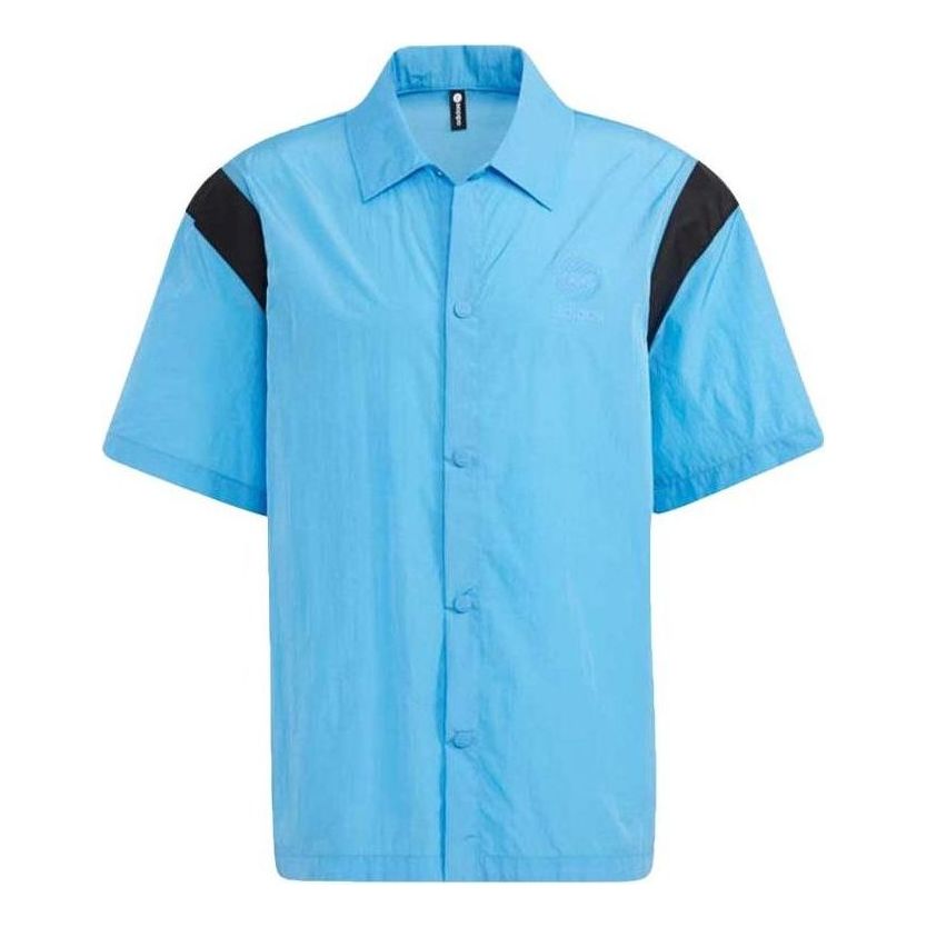 Skjorte adidas Originals Basketball Short Sleeve Button Up Shirt Blå | HM9975, 0