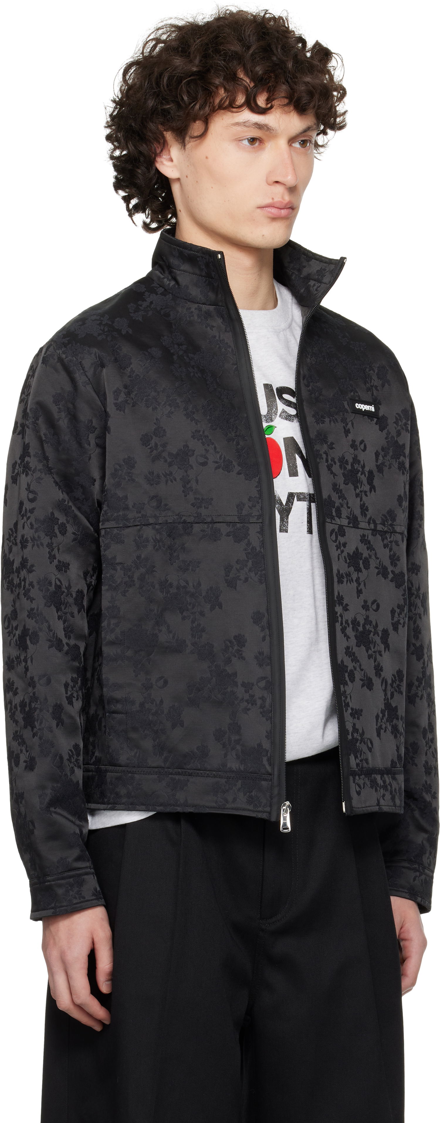 Bomberjakke Coperni Coperni Jacquard Zip-Up Jacket Sort | COPOW39F2033MEN, 1
