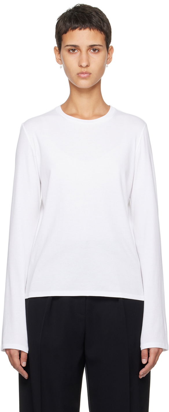 T-shirt The Row Sherman Long Sleeve T-Shirt Hvid | 5586-F911