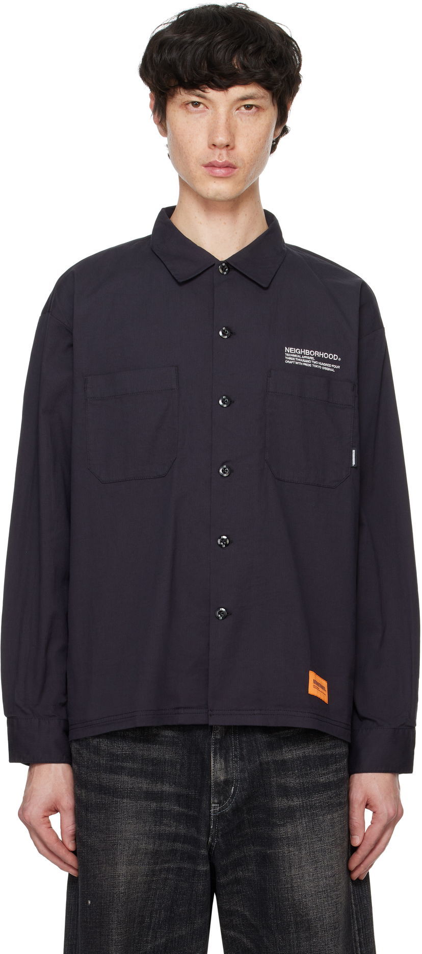 Skjorte Neighborhood Cordlane Work Shirt Sort | 242TSNH-SHM09