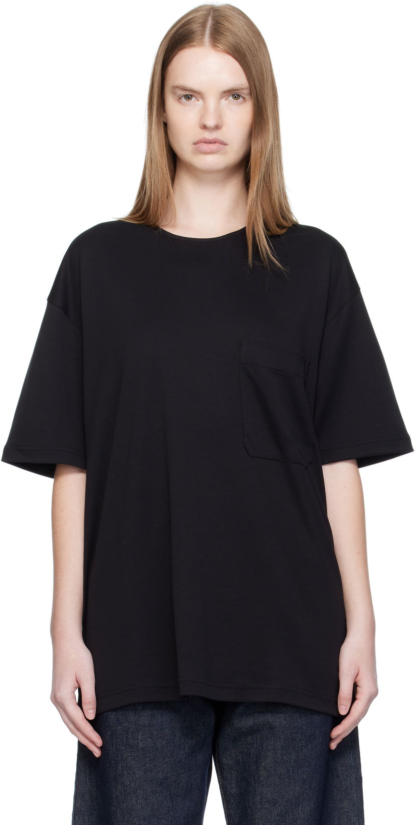 T-shirt LEMAIRE Lemaire Relaxed Pocket T-Shirt Sort | TO1457 LJ1043