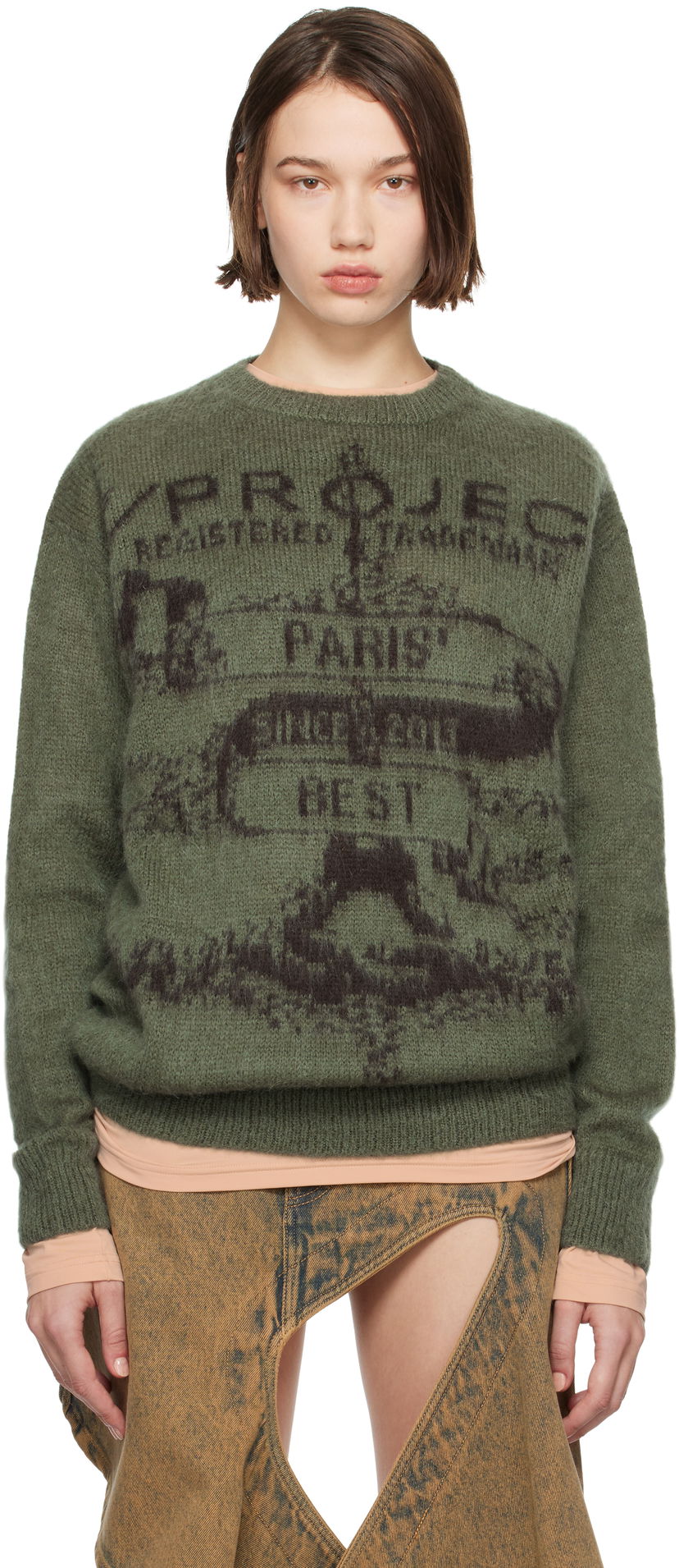 Sweater Y/PROJECT Jacquard Pullover Sweater Grøn | 206SW001