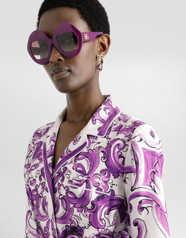 Kjole Dolce & Gabbana Dolce & Gabbana Long Majolica-Print Silk Robe Lilla | F0AH2THI1S5HP5DQ, 3