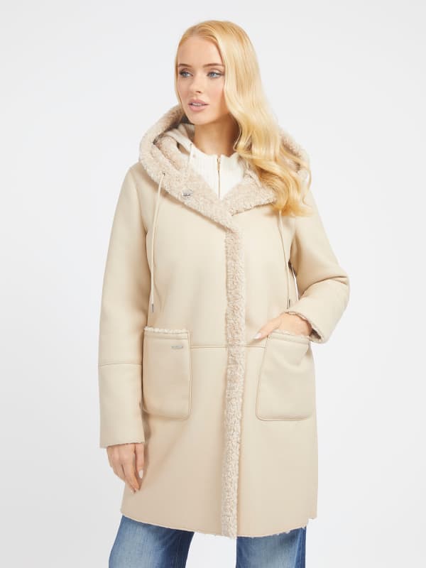 Parka GUESS Faux Leather Beige | W3BL52WFSF0, 0