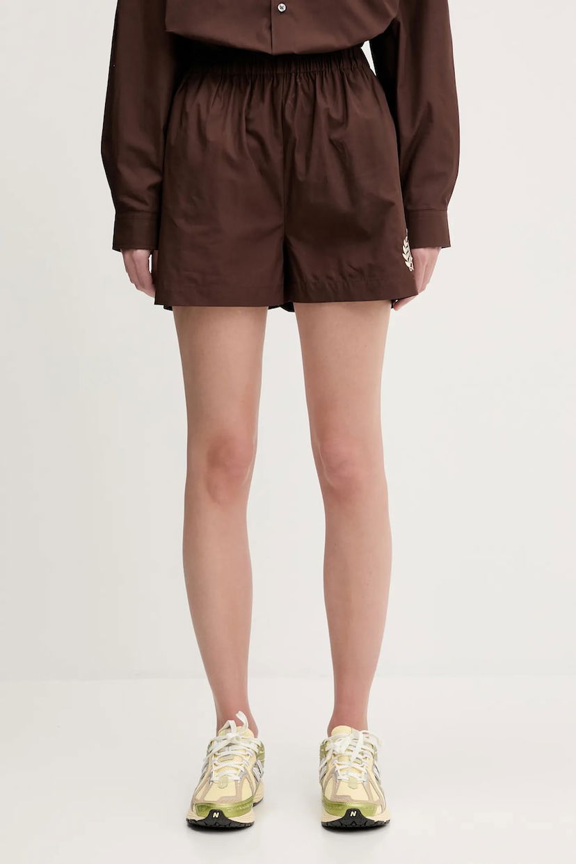 Shorts Sporty & Rich Sporty & Rich H&W Crest Poplin High Waist Shorts Brun | SH012612241BR03