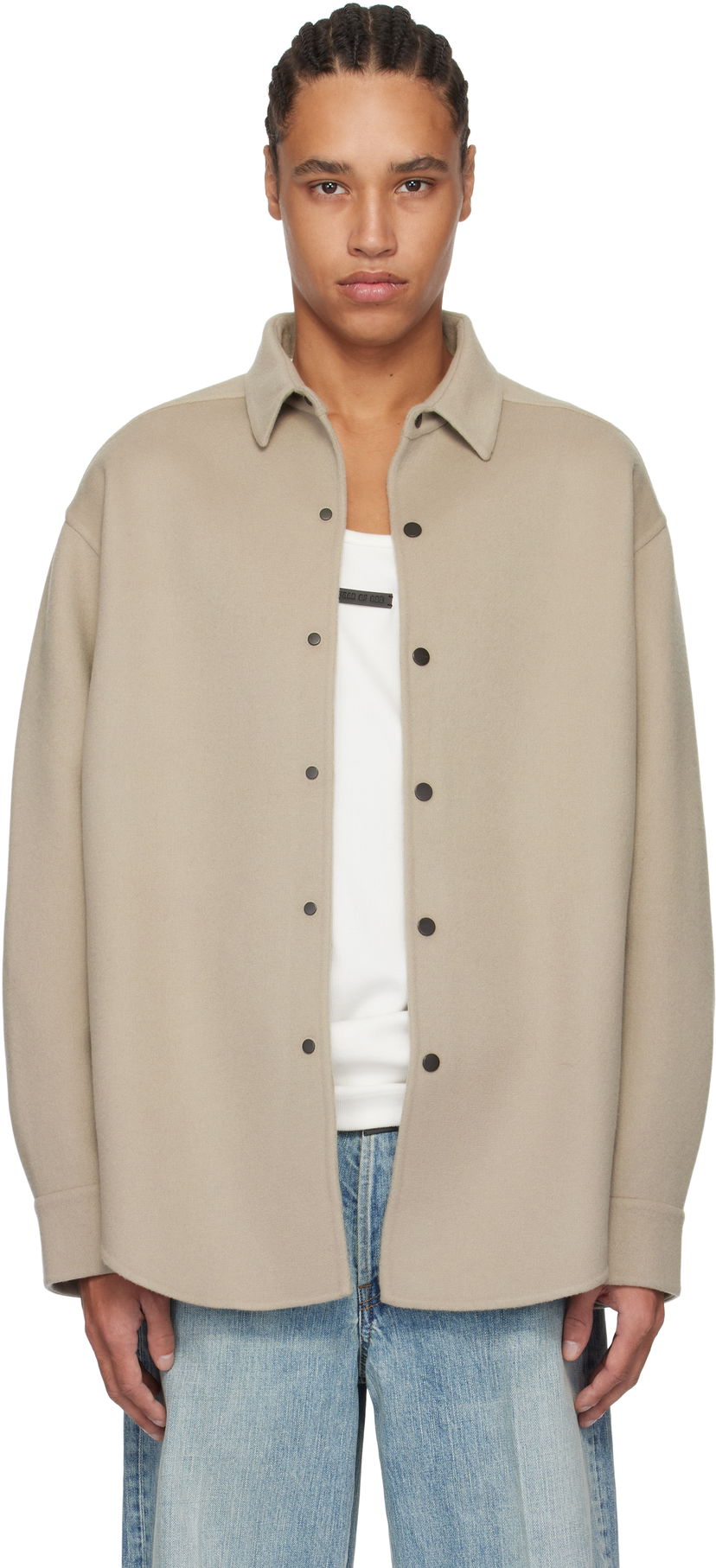 Skjorte Fear of God Fear of God Wool Cashmere Overshirt Beige | FGE230-330DWC