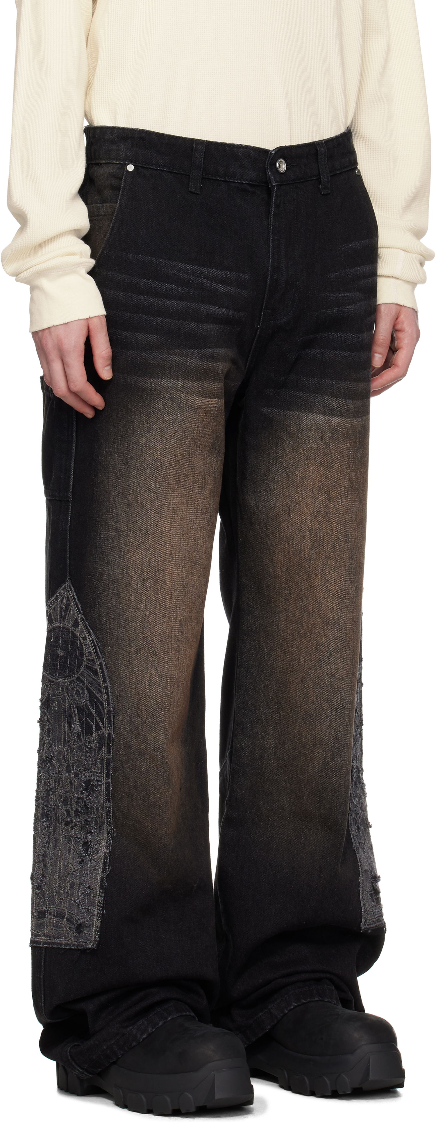 Jeans Who Decides War Who Decides War Mocha Patched Jeans Sort | 1120880017SS25, 1
