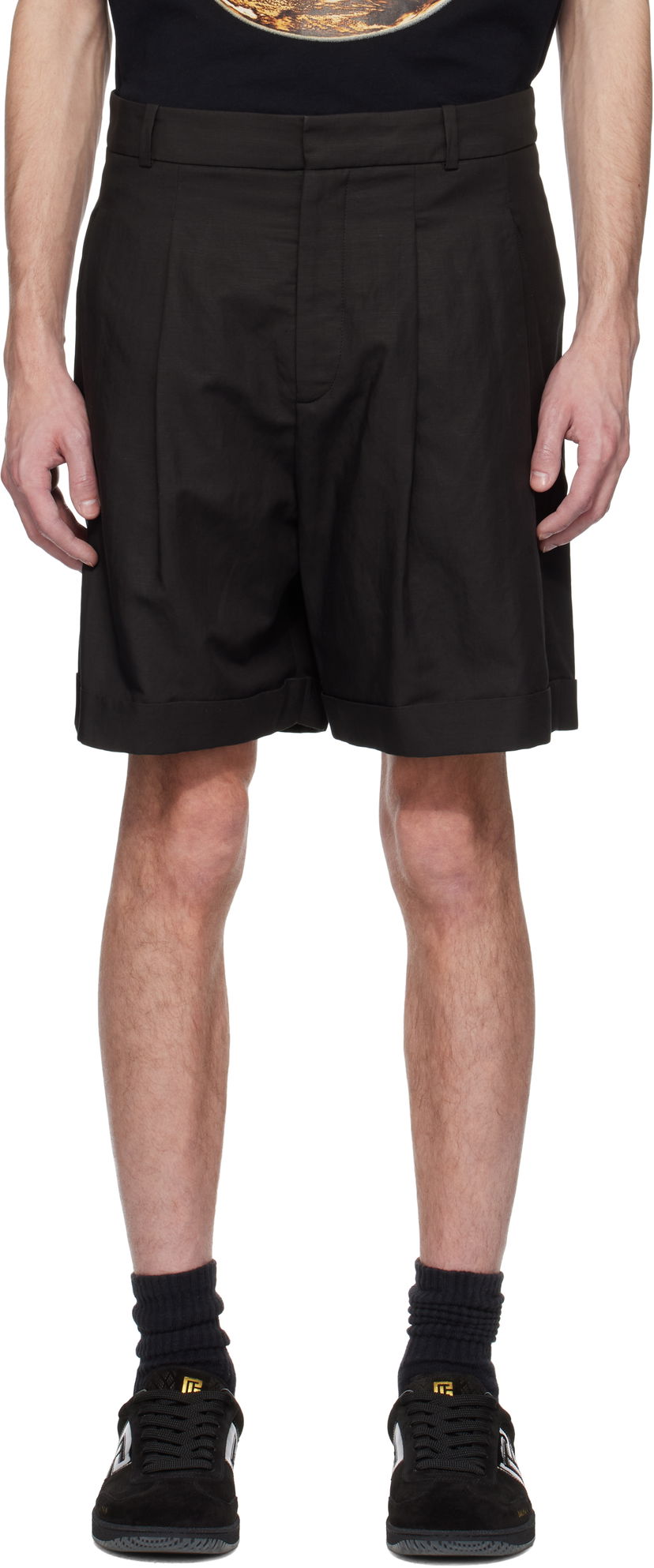 Shorts Balmain Balmain Pleated Bermuda Shorts Sort | EH0PB007VE90