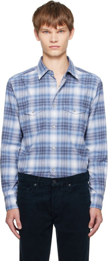 Skjorte Tom Ford TOM FORD Check Western Shirt Blå | HDS001-FMC243, 0