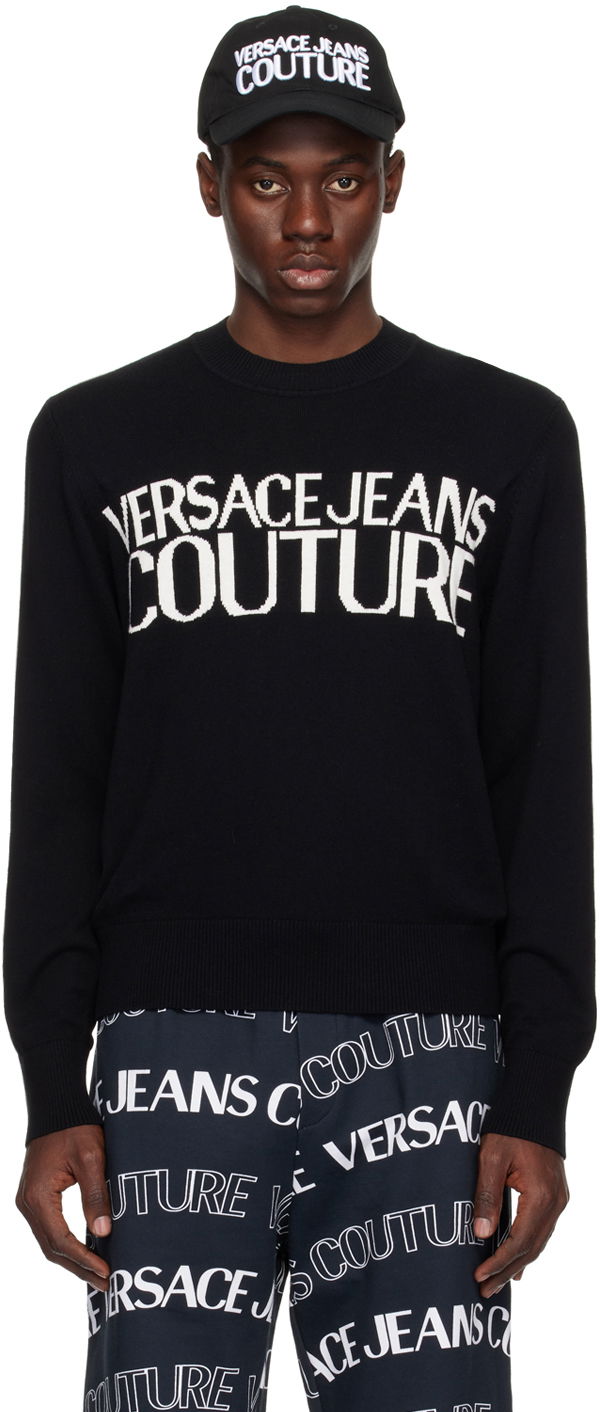 Sweater Versace Couture Black & White Intarsia Sweater Sort | E76GAFM01_ECM06H, 0