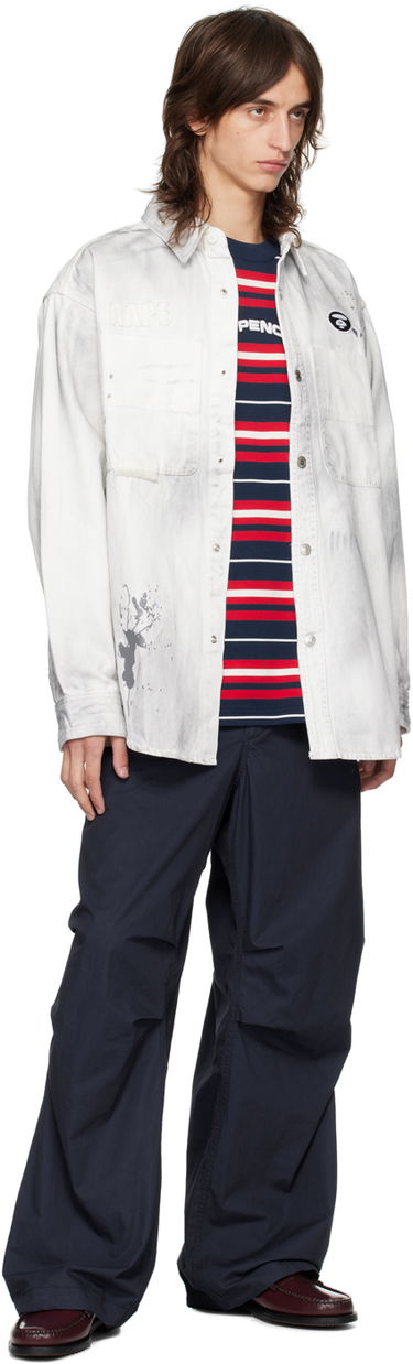 Skjorte AAPE by A Bathing Ape AAPE by A Bathing Ape Embroidered Denim Shirt Hvid | AAPSTM8480XXMWHB, 3