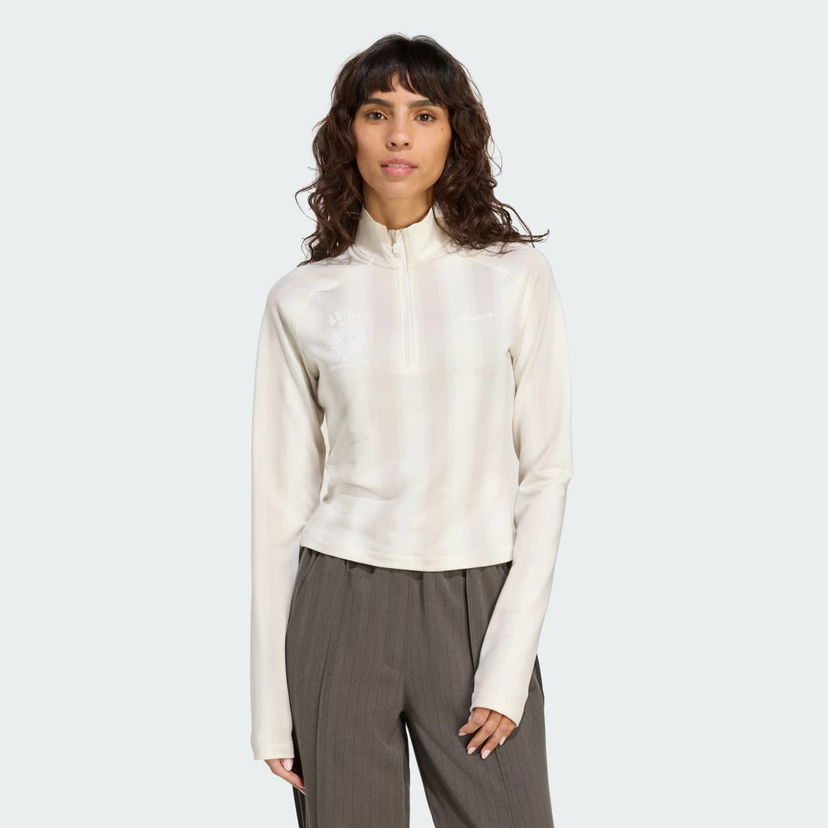 T-shirt adidas Performance Printed Mock Neck Long Sleeve Top Hvid | JW3642