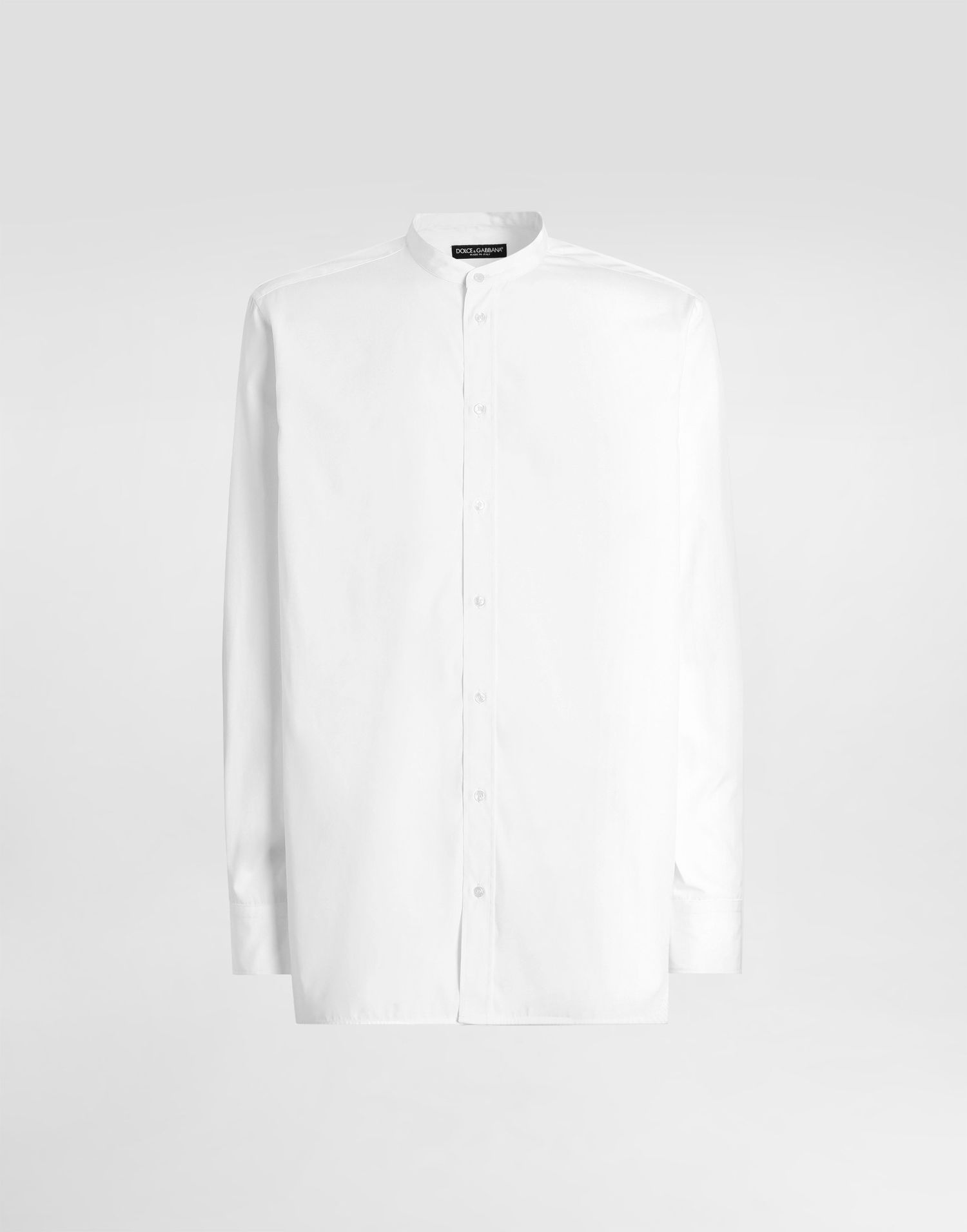 Skjorte Dolce & Gabbana Dolce & Gabbana Mandarin Collar Cotton Shirt Hvid | G5HR1TFU5T9W0800, 0