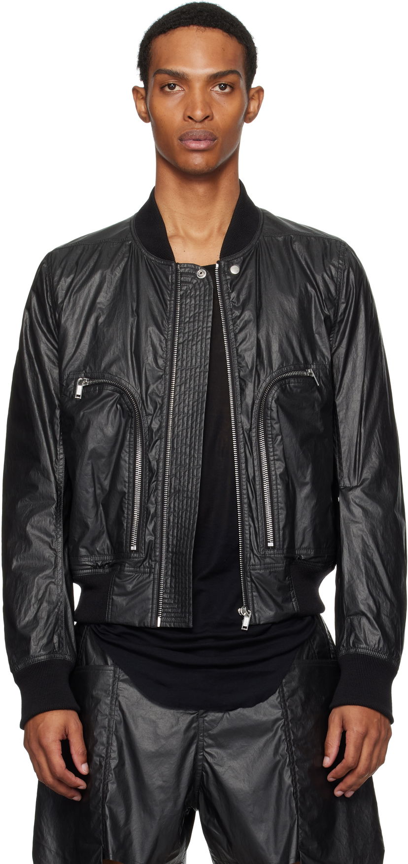 Bomberjakke Rick Owens Rick Owens Bauhaus Flight Bomber Jacket Sort | RU02E1749 PCT
