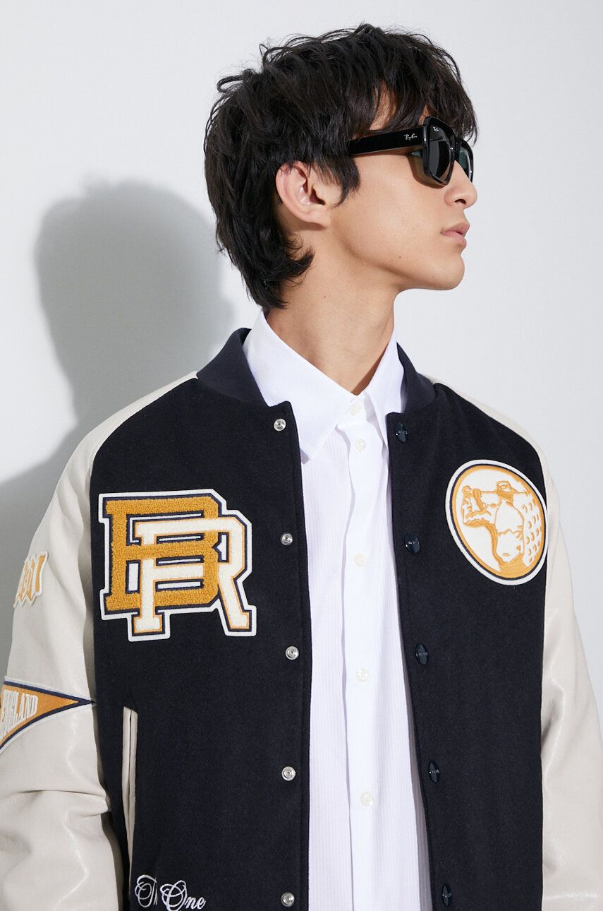 Bomberjakke Baracuta Baracuta Varsity Wool Blend Bomber Jacket Mørkeblå | BRCPS0996, 0