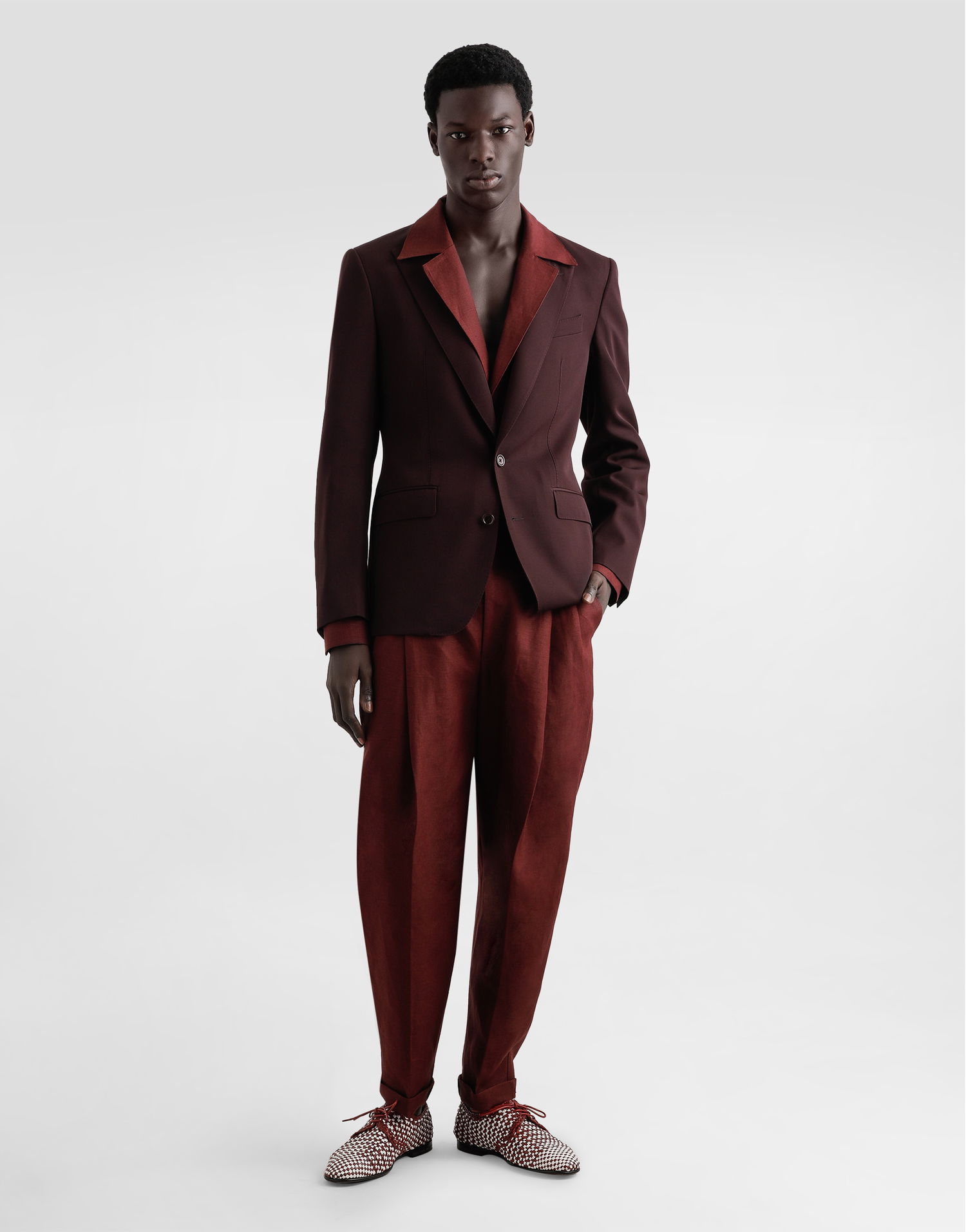 Jakke Dolce & Gabbana Dolce & Gabbana Single-Breasted Wool Jacket Bourgogne | G2TV4TFU2OWM5039, 1