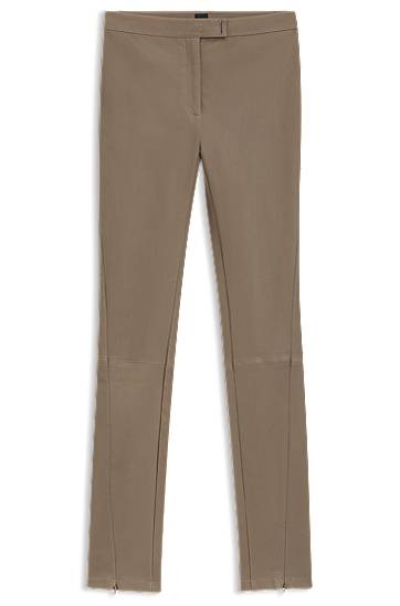 Leggings BOSS Leather Leggings Beige | 50541926
