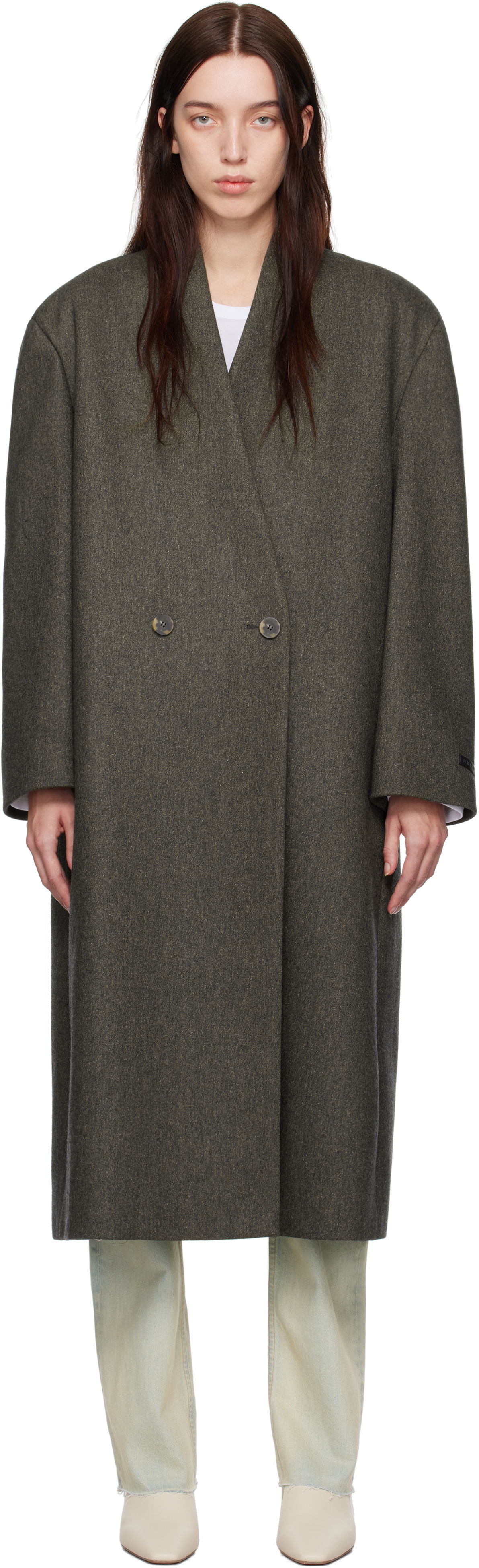 Frakker Fear of God Wool Lapelless Long Coat Grå | FG24FW30-624MIW, 0