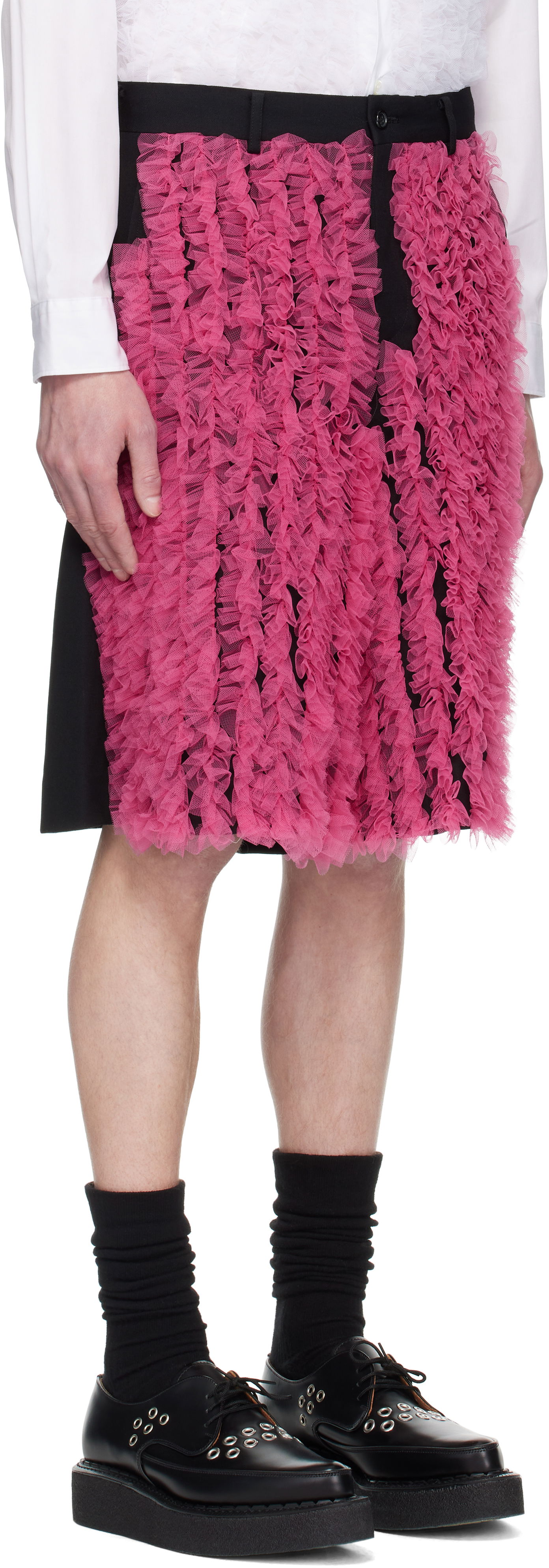 Shorts Comme des Garçons Comme des Garçons Homme Plus Gabardine and Tulle Shorts Lyserød | PO-P063-051, 1