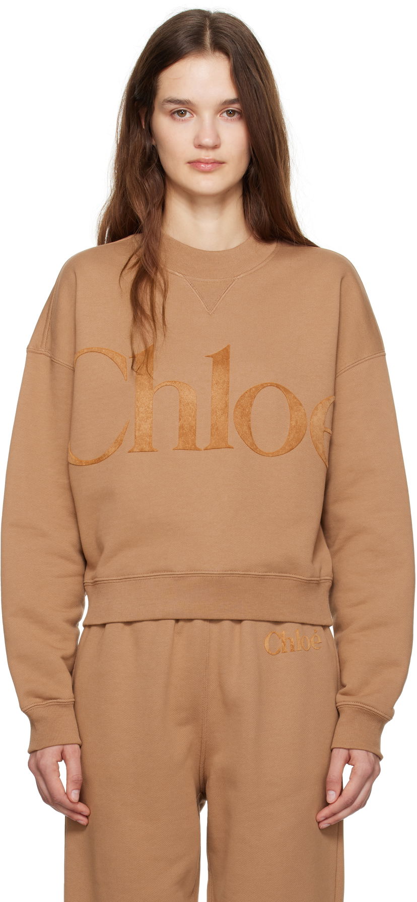 Sweatshirt CHLOÉ Generous Sweatshirt Crewneck Brun | CH24WJH05191