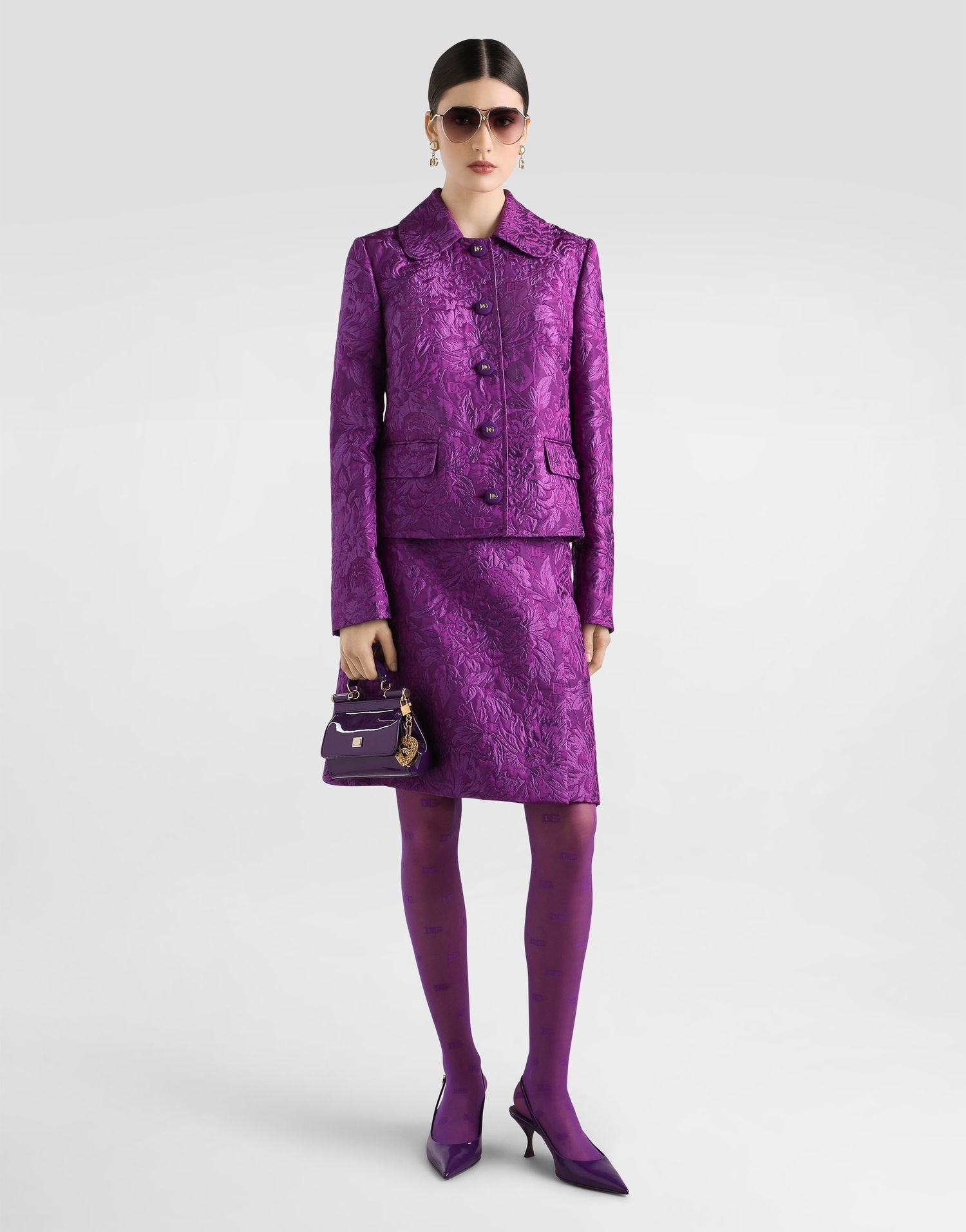 Nederdel Dolce & Gabbana Dolce & Gabbana Peony Brocade A-Line Skirt Lilla | F4C2ETHJMQOF0571, 1