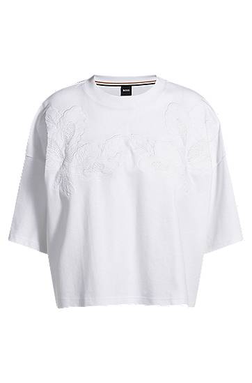 T-shirt BOSS T-Shirt with Embroidered Details Hvid | 50541328